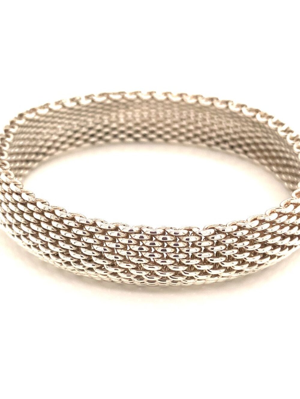 Tiffany & Co Estate Somerset Bangle M 7.5" Sterling Silver 17 mm TIF992